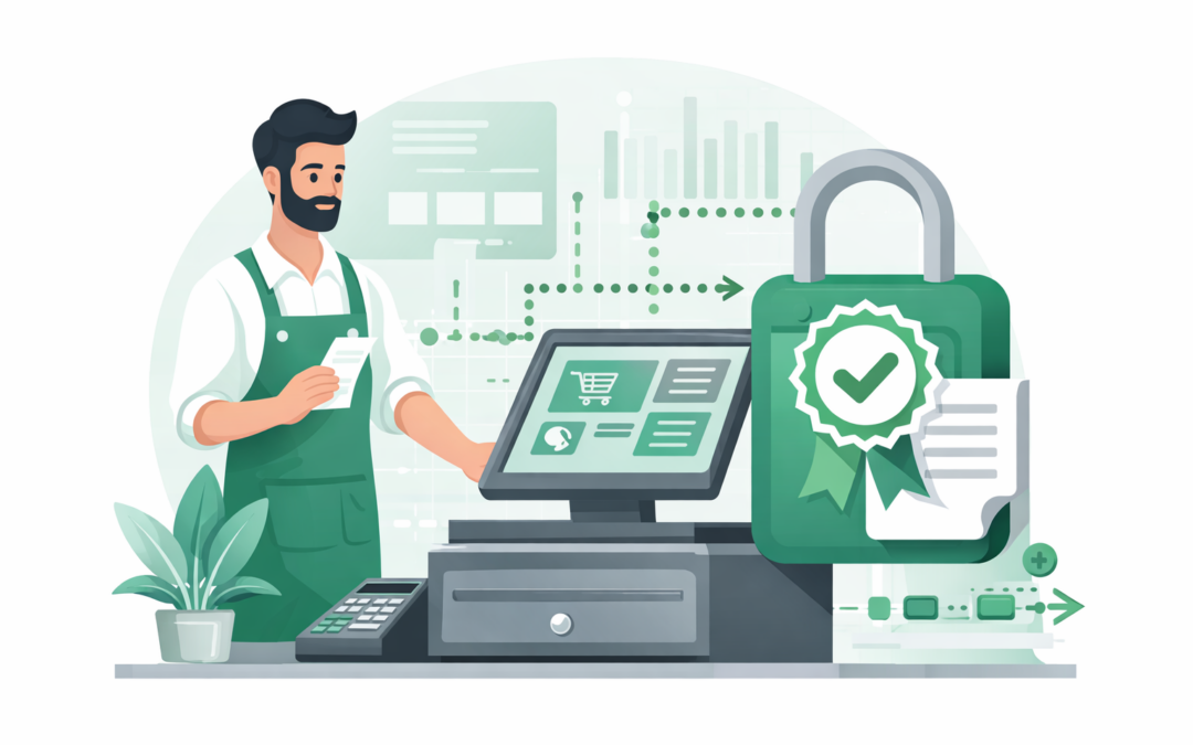 Illustration représentant un logiciel de caisse certifié conforme aux obligations fiscales